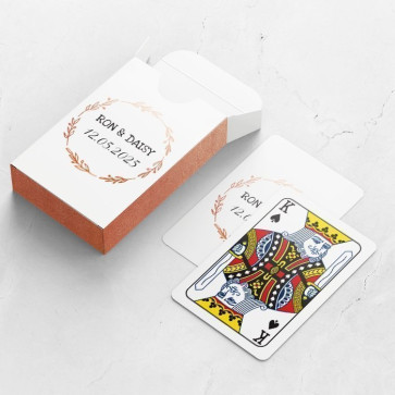 Gepersonaliseerde speelkaarten huwelijksbedankje - Flower Crown - doosje met kaarten