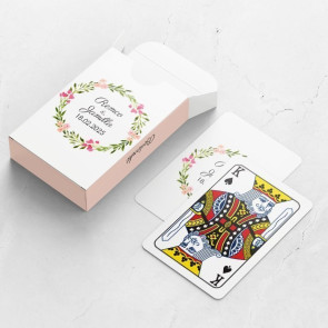 Gepersonaliseerde speelkaarten huwelijksbedankje - Bohemian Flowers - bovenaanzicht