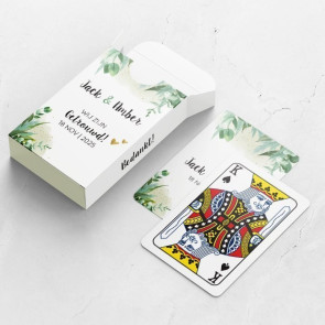 Gepersonaliseerde speelkaarten huwelijksbedankje - A Touch of Gold - doosje en kaarten