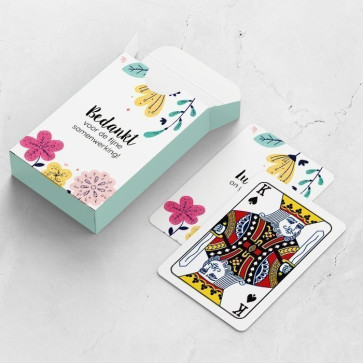 gepersonaliseerde speelkaarten zakelijk bloem kaarten en doosje