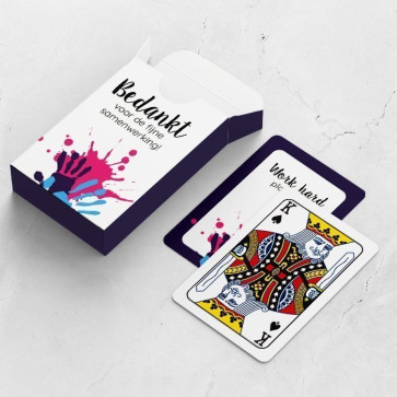 gepersonaliseerde speelkaarten zakelijk verf kaarten en doosje