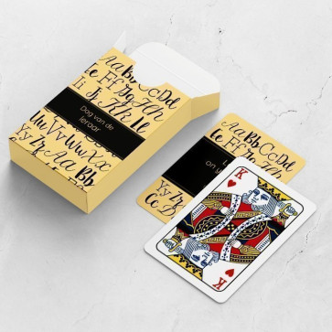 gepersonaliseerde speelkaarten zakelijk alfabet kaarten en doosje