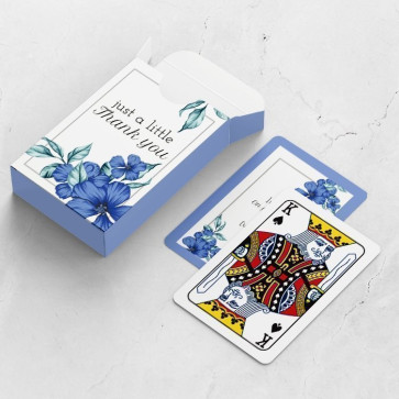 gepersonaliseerde speelkaarten zakelijk blue flowers kaarten en doosje