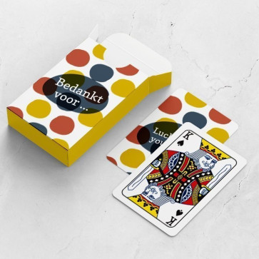 gepersonaliseerde speelkaarten zakelijk dots kaarten en doosje