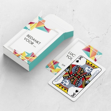gepersonaliseerde speelkaarten zakelijk geometric kaarten en doosje